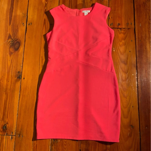 Liz Claiborne Women Texture Sheath Dress Size 16 Pink Sleeveless Barbie Career - Picture 9 of 13